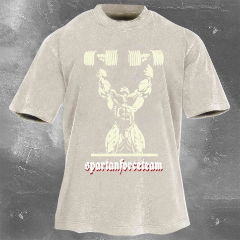 Fitness Print Washed Vintage Short Sleeves 01