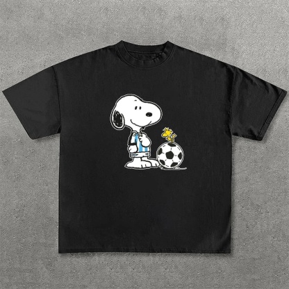 Classic Anime Image ✖ Football Print Pure Cotton Casual T-Shirt 01