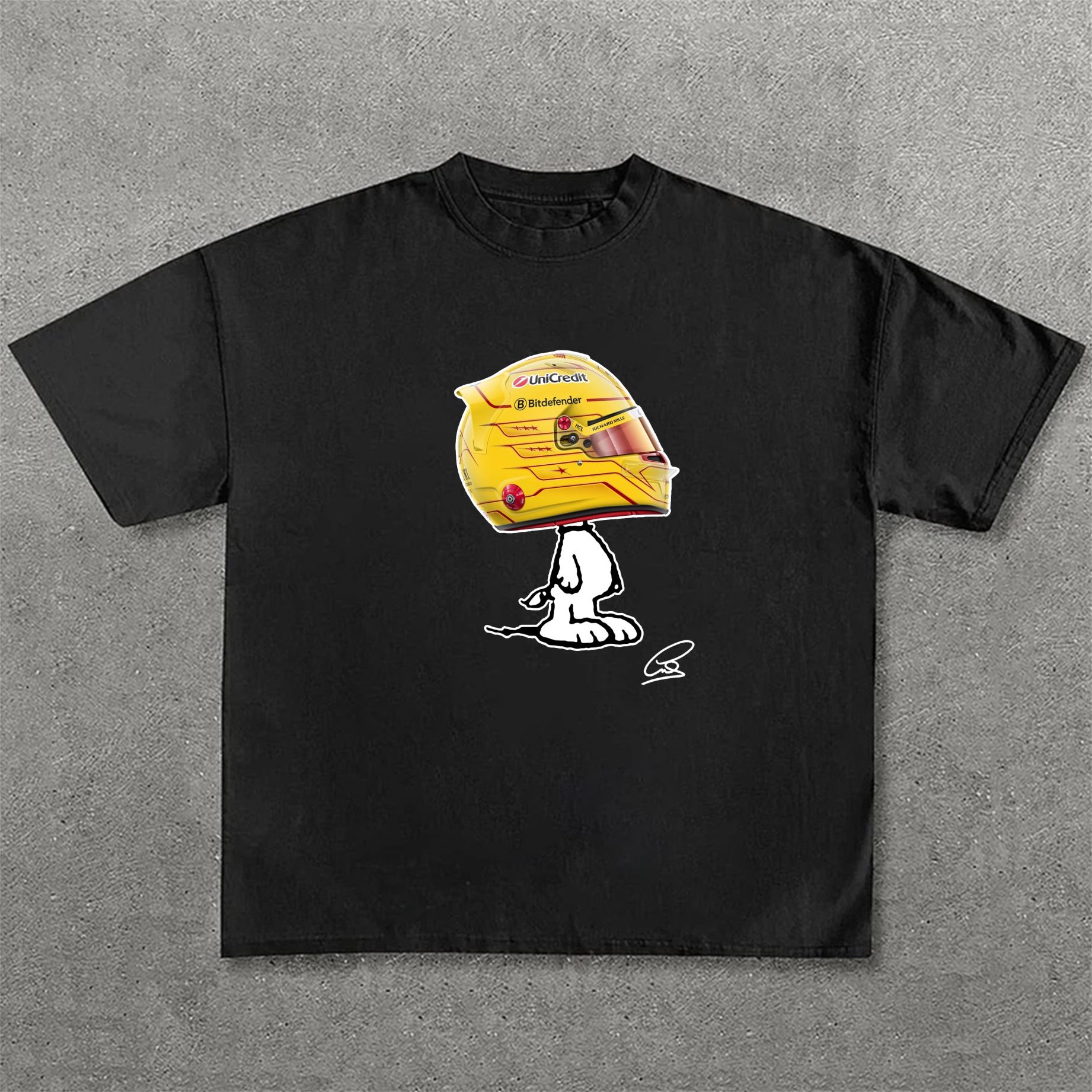 Cartoon Character × Racing Driver Printed Pure Cotton Casual T-Shirt 01