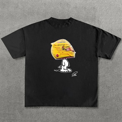 Cartoon Character × Racing Driver Printed Pure Cotton Casual T-Shirt 01