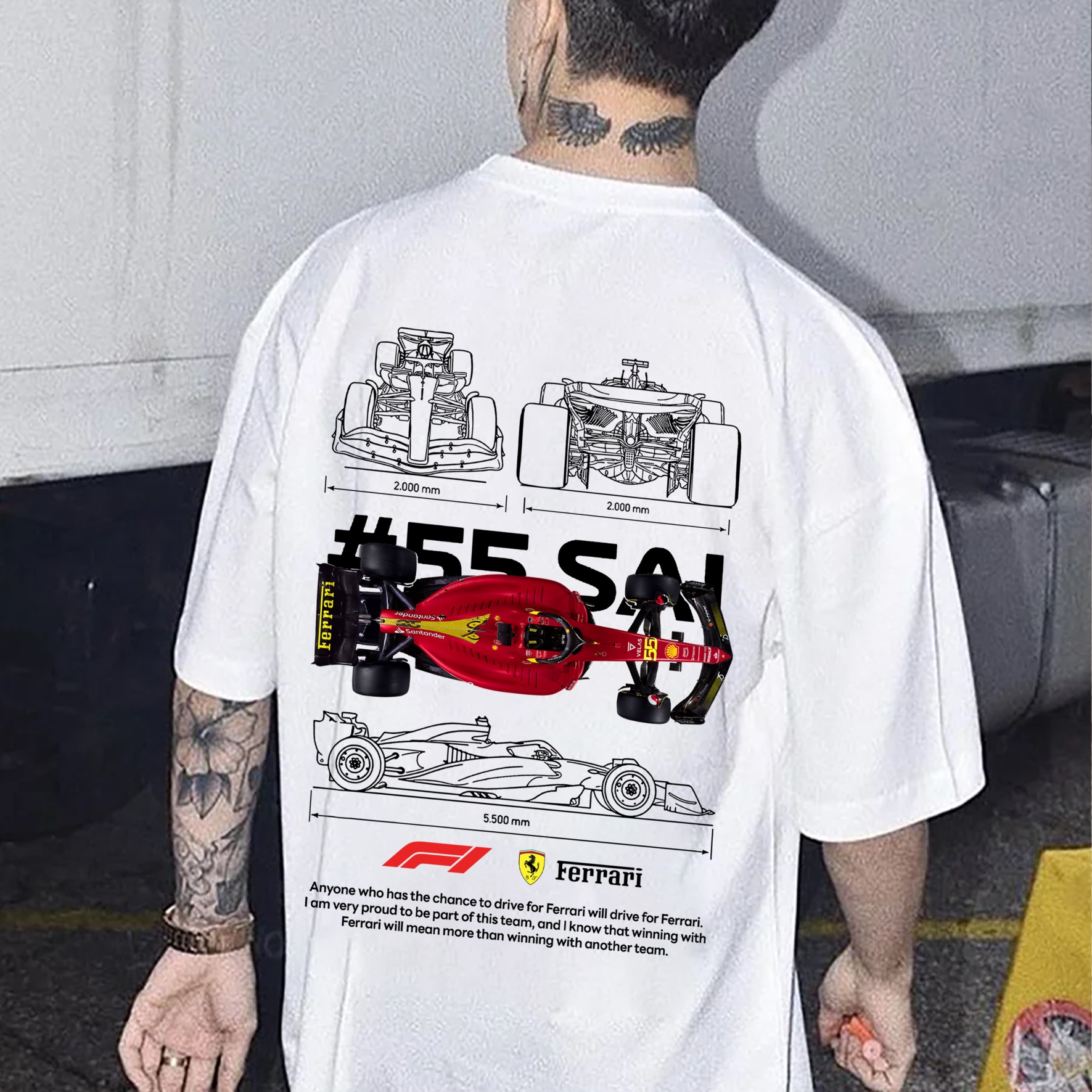 Classic Racing Race Car Team Street Print Pure Cotton Casual T-Shirt 04