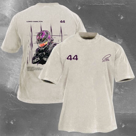 Racing Driver Print Retro Washed Casual T-Shirt 03