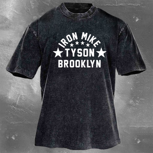 Classic Popular Boxing Star Print Washed Retro Short Sleeves 05