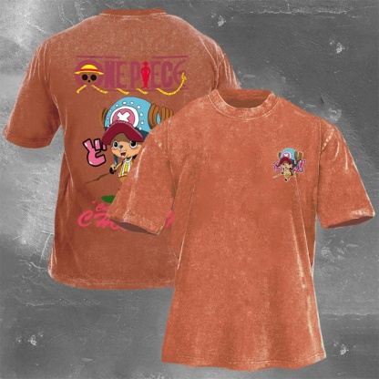 Classic Popular Anime Print Retro Washed Short Sleeves 07