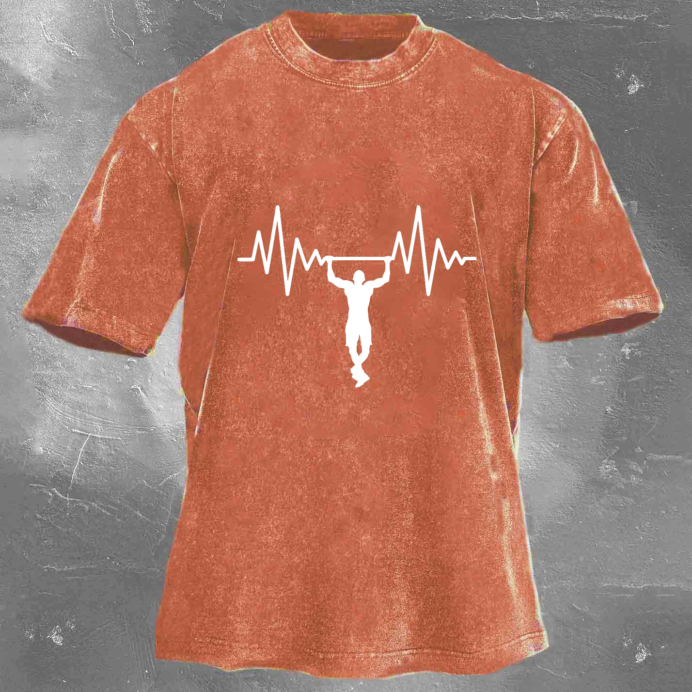 Personalized Fun Fitness Pattern Print Men's Washed T-shirt