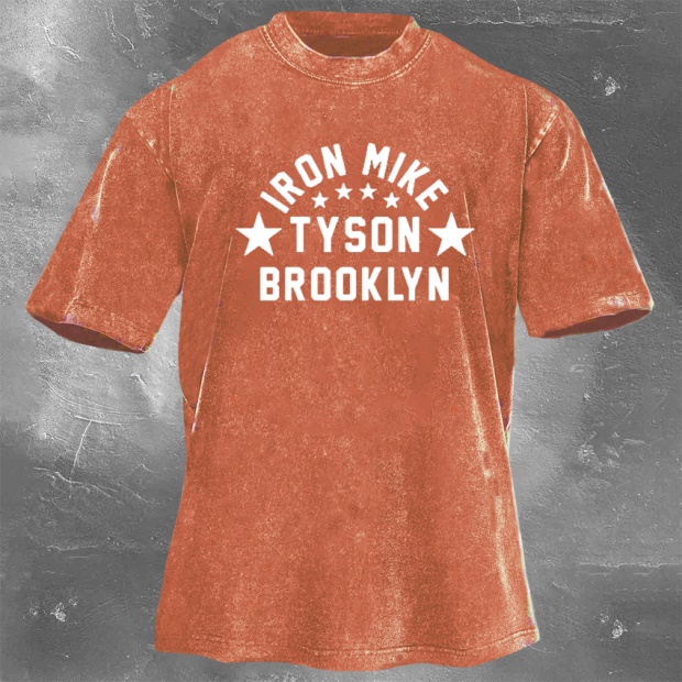 Classic Popular Boxing Star Print Washed Retro Short Sleeves 05