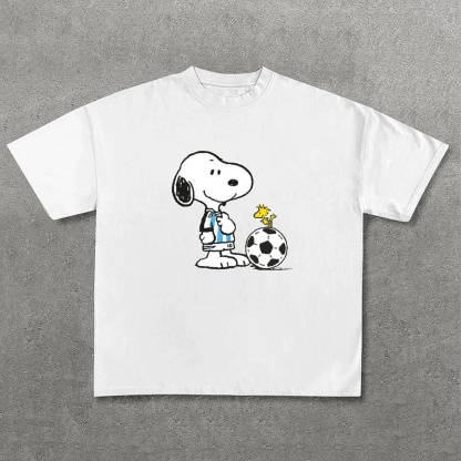 Classic Anime Image ✖ Football Print Pure Cotton Casual T-Shirt 01