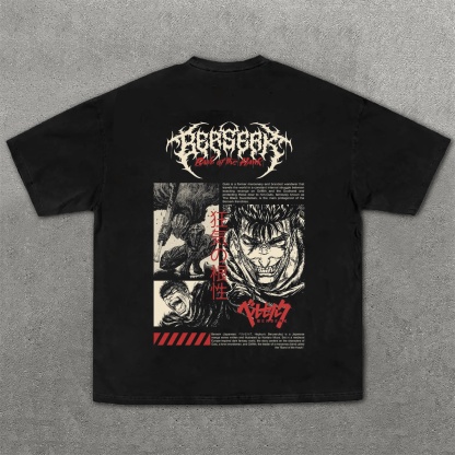 Dark Anime Print Pure Cotton Casual Short Sleeves 01