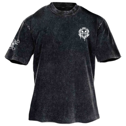 Classic Popular Anime Print Retro Washed Short Sleeves 01