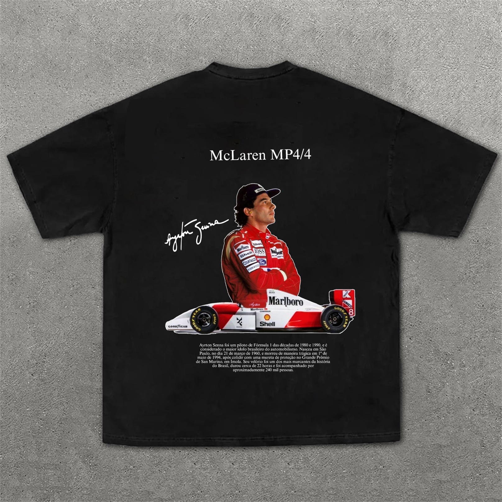 Legendary Racing Driver Aryton Senna Street Print Cotton T-Shirt 04