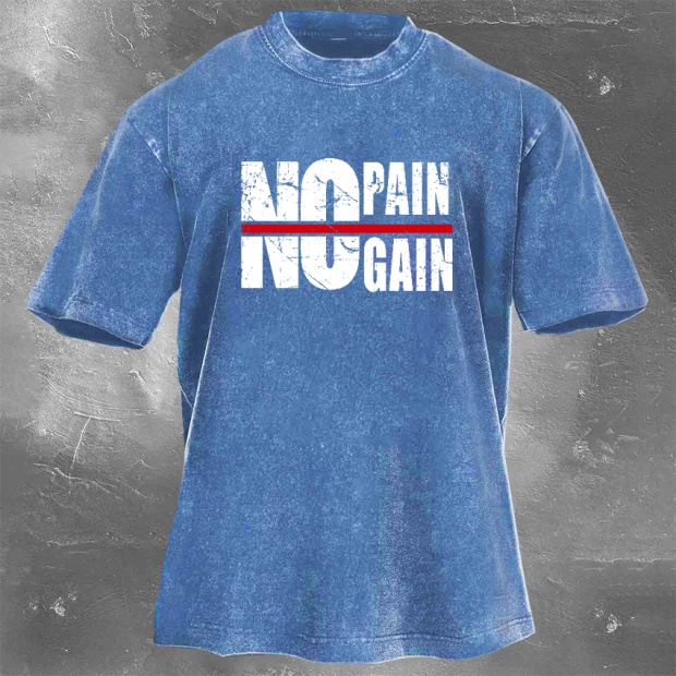 Street Fitness Boxing Print Washed Vintage Short Sleeve 03