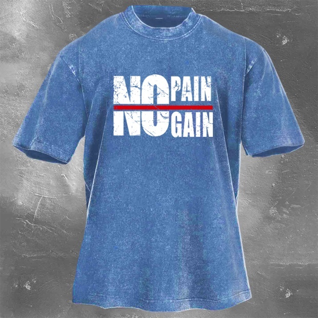 Street Fitness Boxing Print Washed Vintage Short Sleeve 03