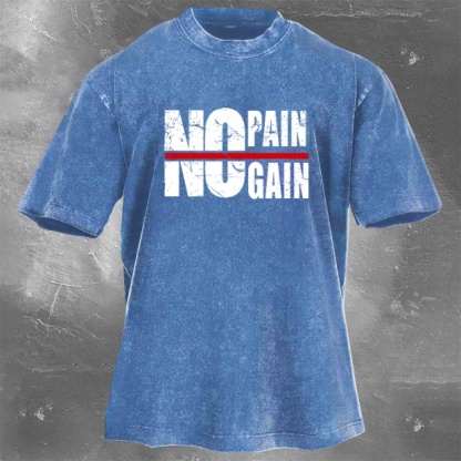 Street Fitness Boxing Print Washed Vintage Short Sleeve 03