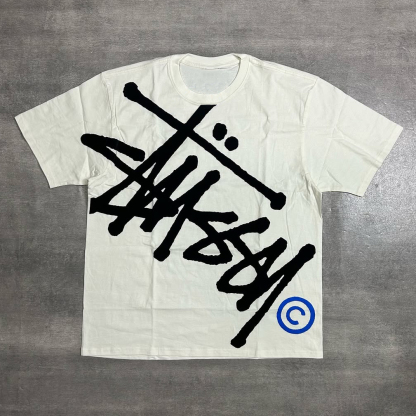 Stylish Letters Print Short Sleeve T-Shirt