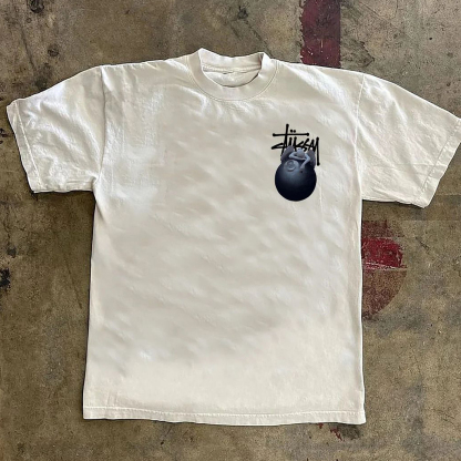 Words Billiards Print Short Sleeve T-shirt