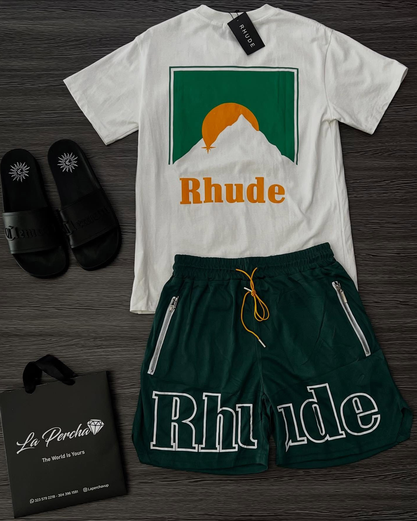 RHUDE Fun Mountain Sun Printed T-Shirt And Shorts Co-Ord