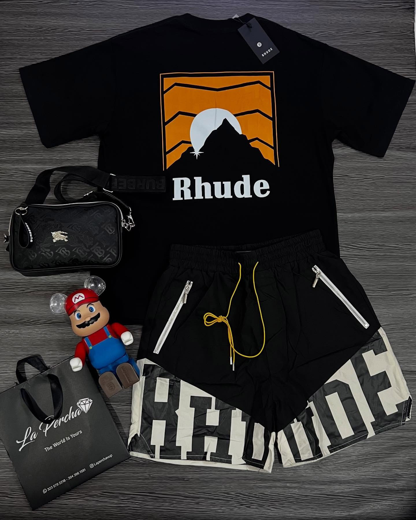 RHUDE Sunset Letter Print T-Shirt And Shorts Co-Ord