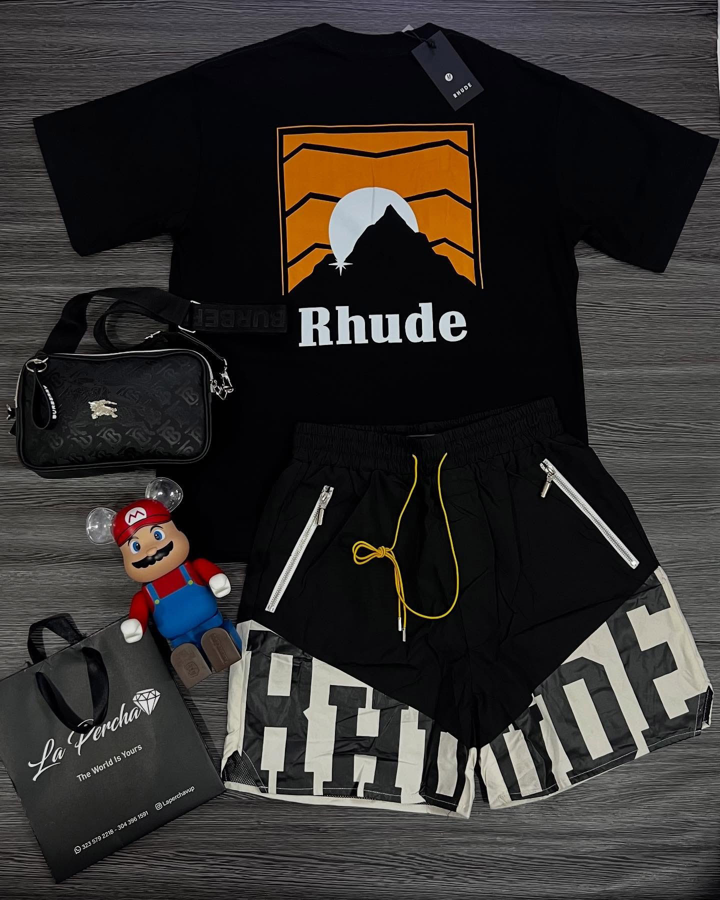 RHUDE Sunset Letter Print T-Shirt And Shorts Co-Ord