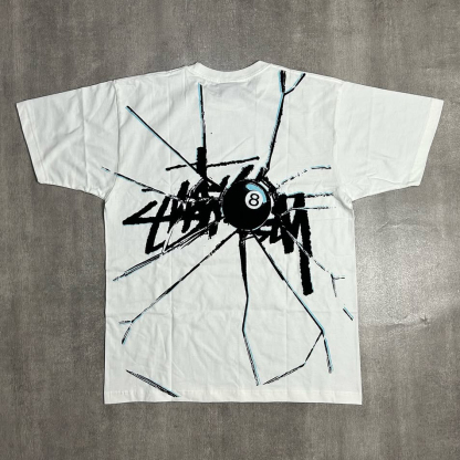 Billiards No. 8 Spider Print Short Sleeve T-Shirt