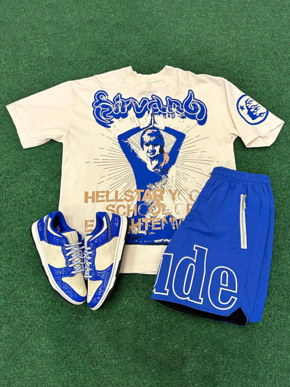 Y2k Letter Prayer Graphic T-Shirt And Shorts Co-Ord T-Shirt Set