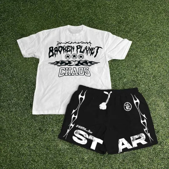 Aelfric Eden Abstraction Shadow Print T-Shirt And Mesh Shorts Co-Ord