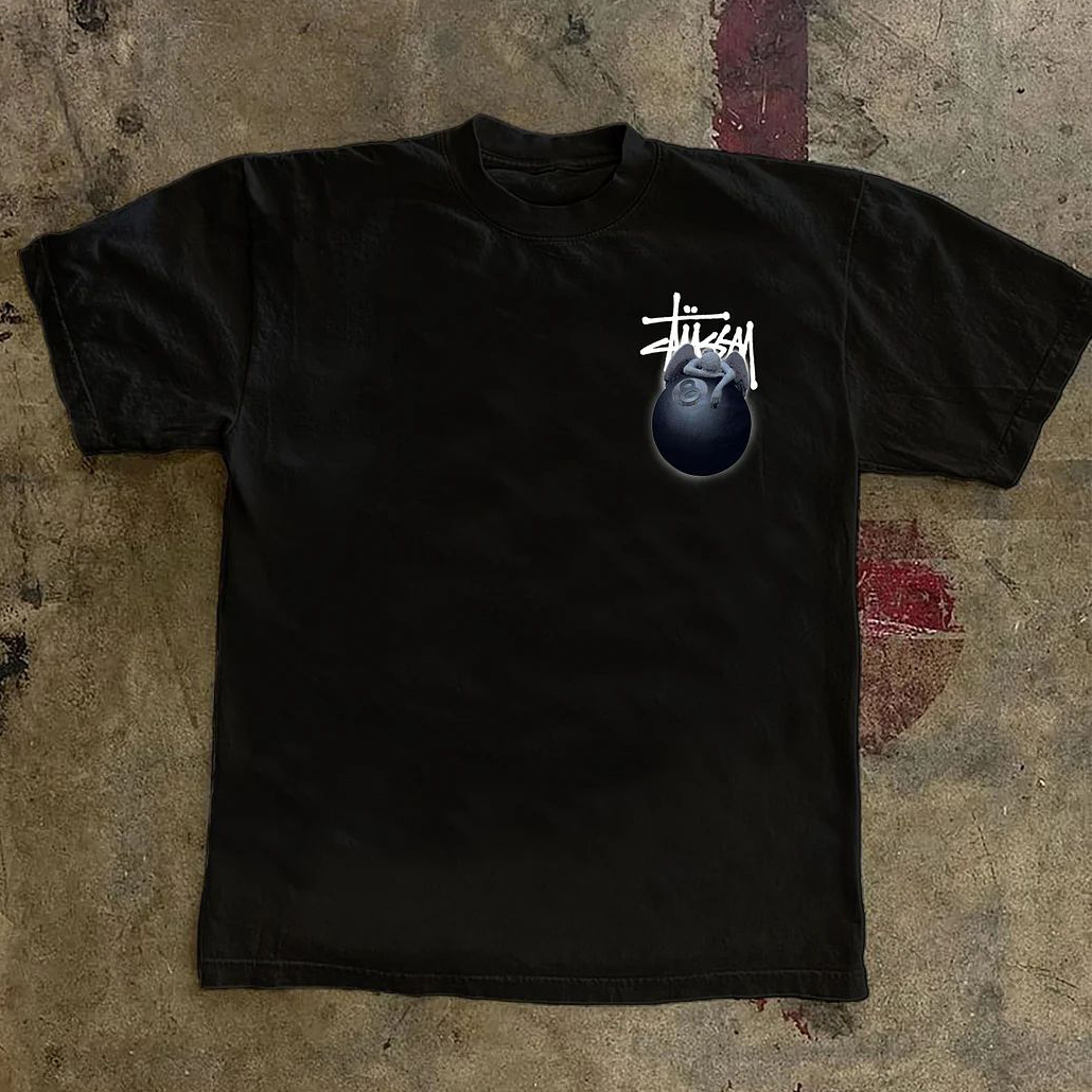 Words Billiards Print Short Sleeve T-shirt