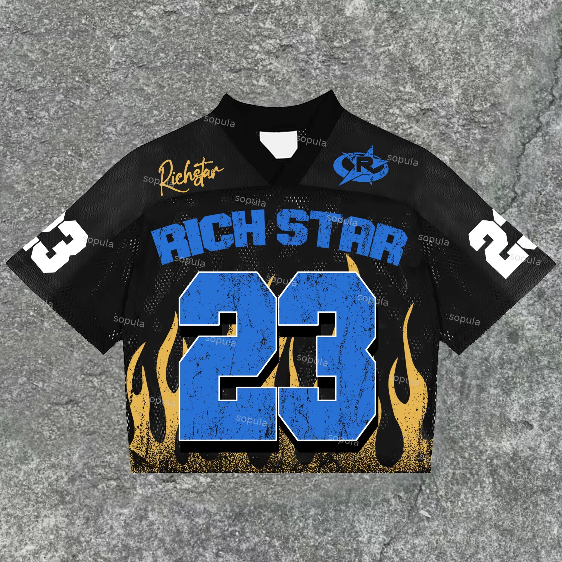 Rich Star No 23 Graphics Blokecore Blokette V-Neck T-Shirt T-Shirt