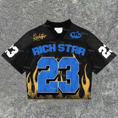 Rich Star No 23 Graphics Blokecore Blokette V-Neck T-Shirt T-Shirt