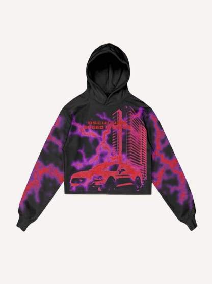 Car&Lightning&Letter Print Drawstring Waist Two-Piece Set