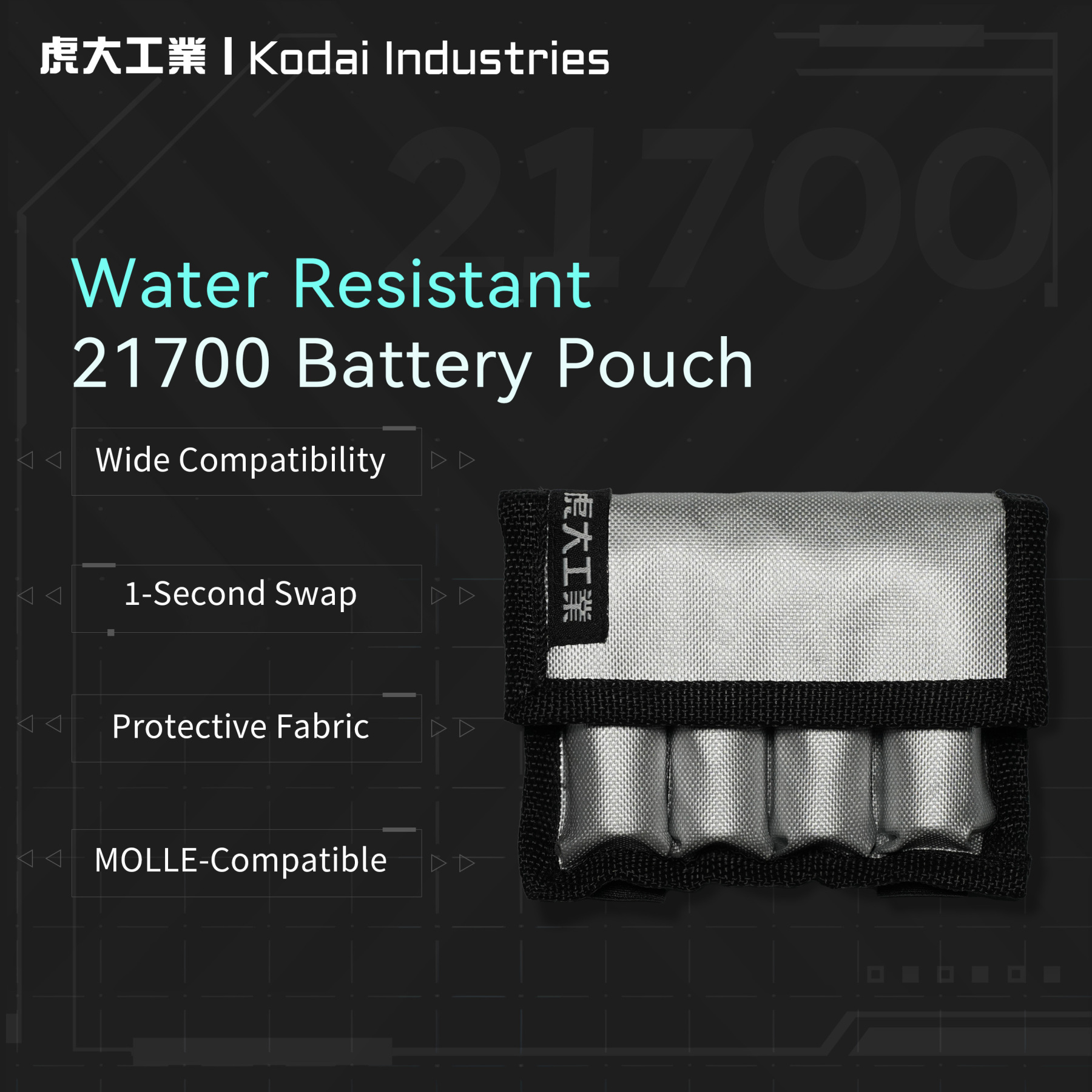 Water resistant battery pouch (2/4 slots)