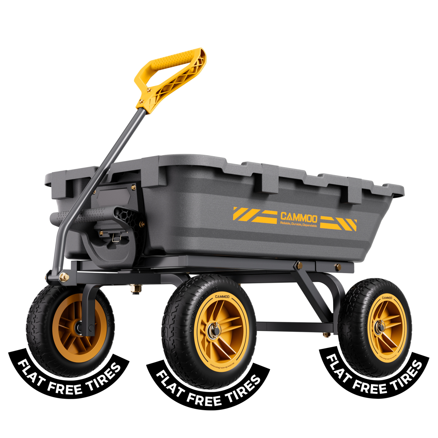 CAMMOO 900lbs Utility Heavy-Duty Garden Dump Cart Wagon DIY Expandable Capacity Over 4 Cu.Ft with 10" NO-FLAT TIRES for Landscaping Gardening