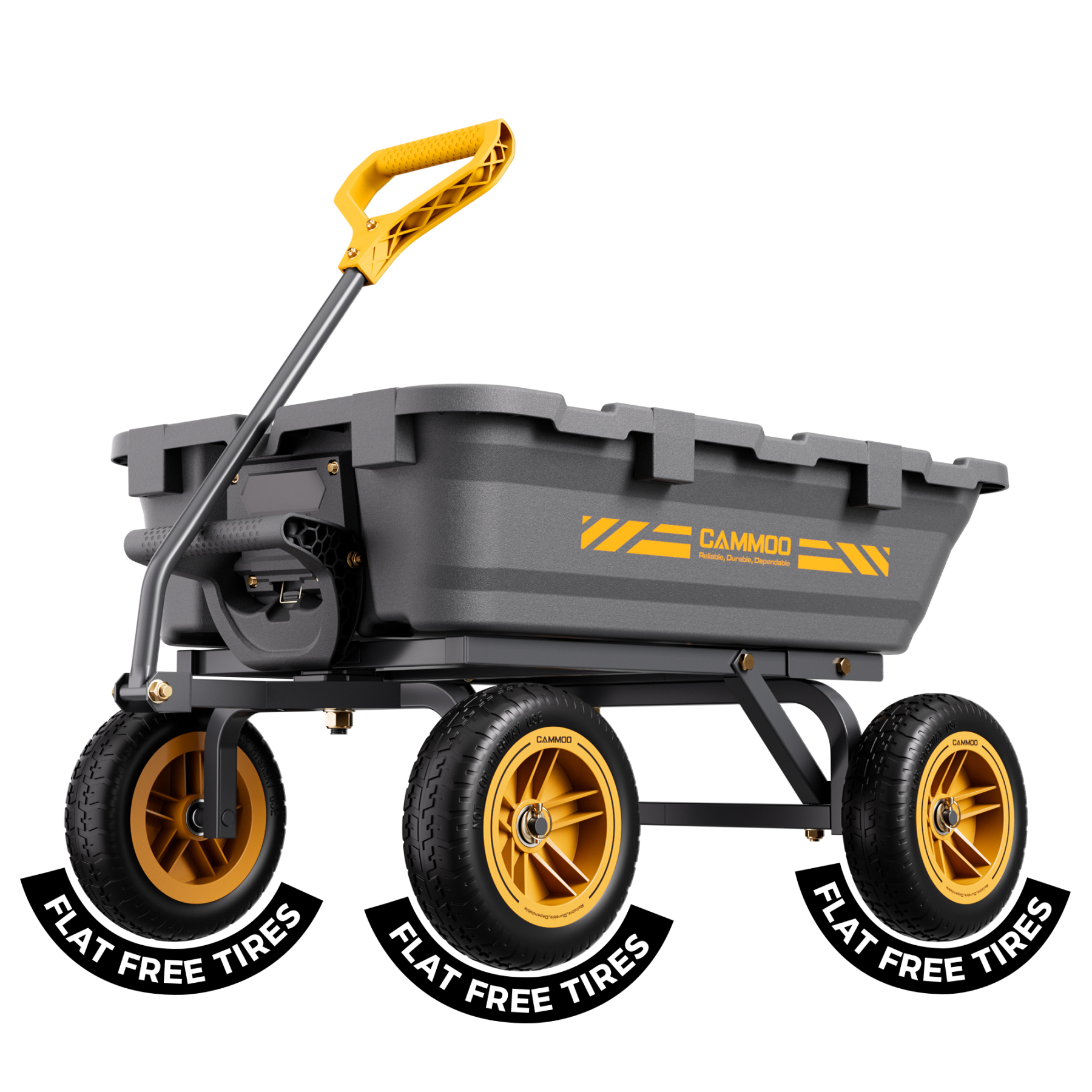 CAMMOO 900lbs Utility Heavy-Duty Garden Dump Cart Wagon DIY Expandable Capacity Over 4 Cu.Ft with 10" NO-FLAT TIRES for Landscaping Gardening