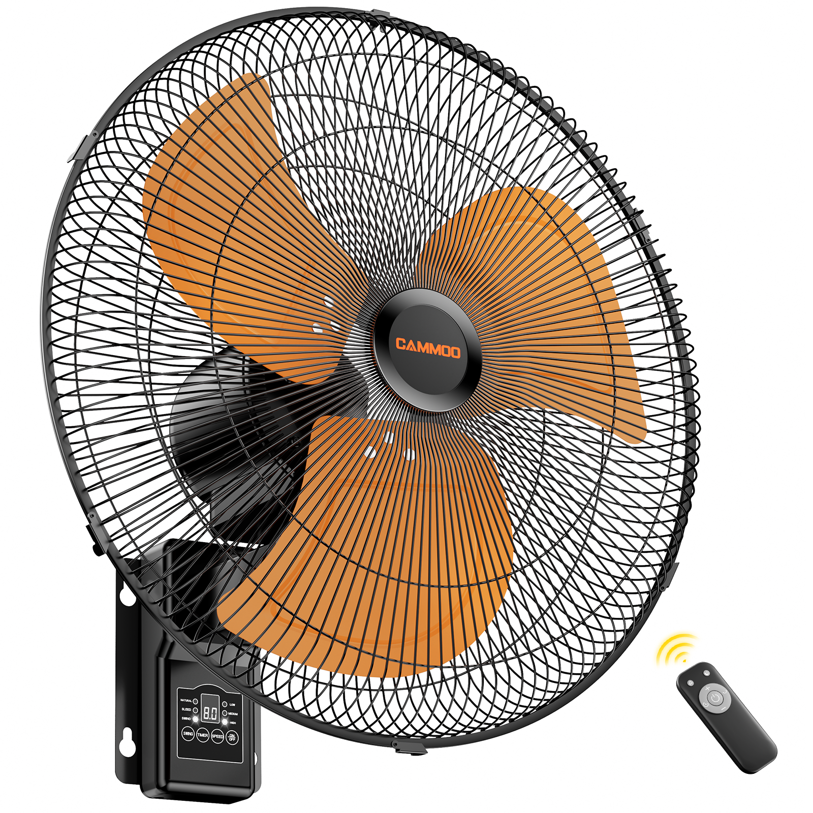CAMMOO 20 Inch Wall Mount Fan Oscillating, Wireless Remote & Button Control