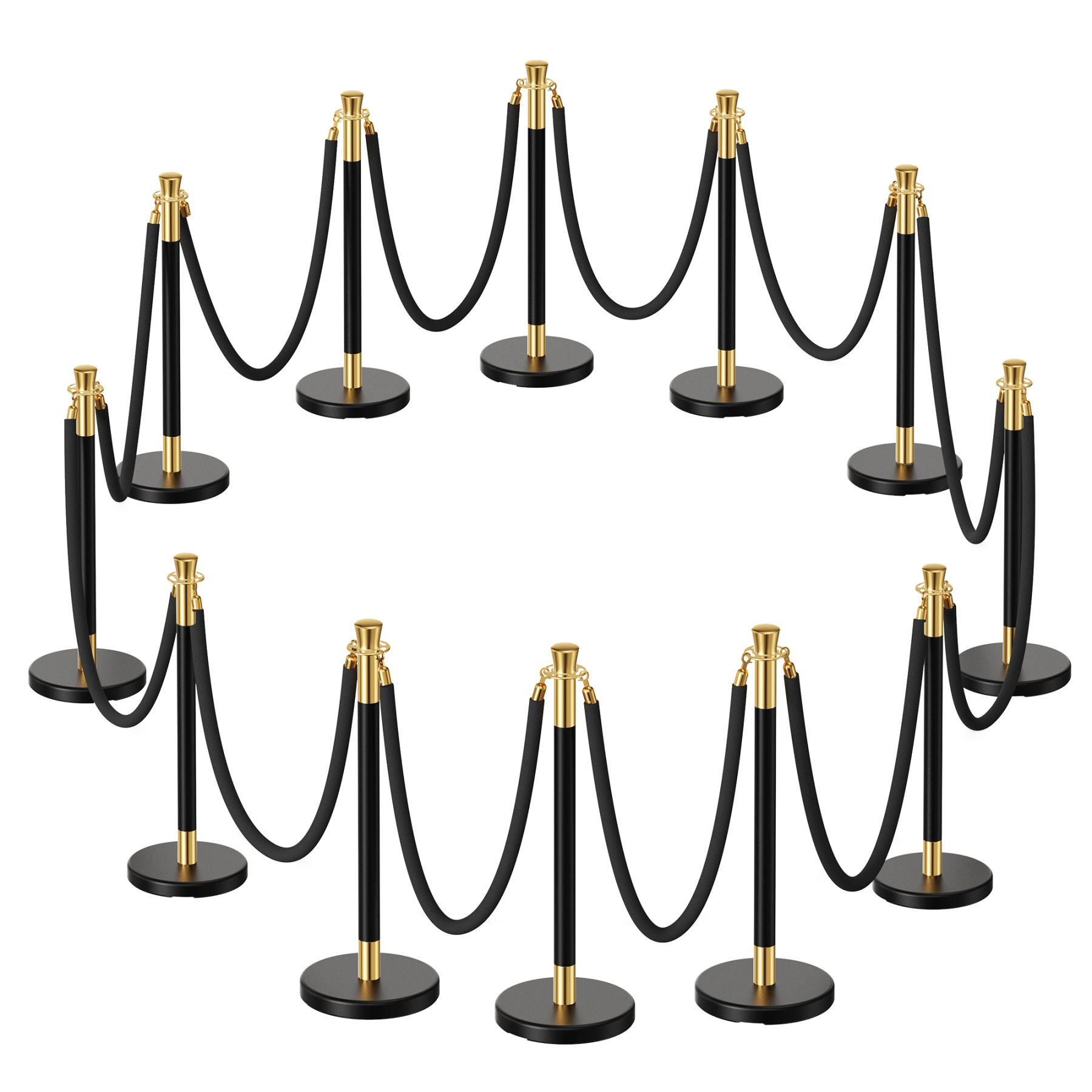 CAMMOO Stanchions and Velvet Ropes, 12pcs Ropes and Stainless Steel Posts