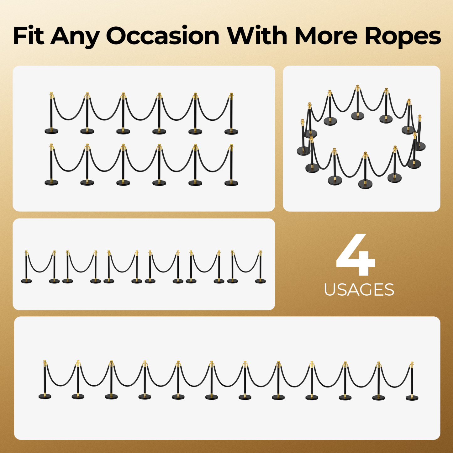 CAMMOO Stanchions and Velvet Ropes, 12pcs Ropes and Stainless Steel Posts