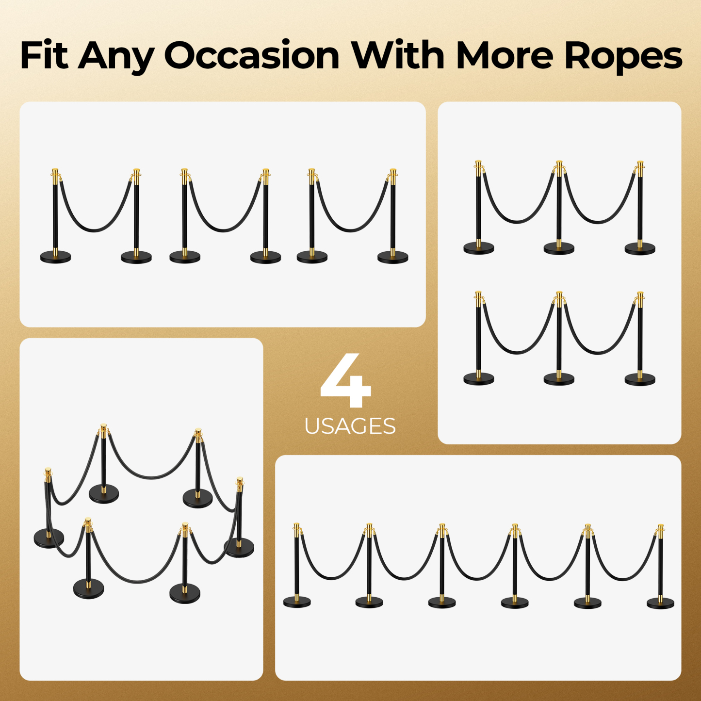 CAMMOO Stanchions and Velvet Ropes, 6pcs Ropes and Stainless Steel Posts