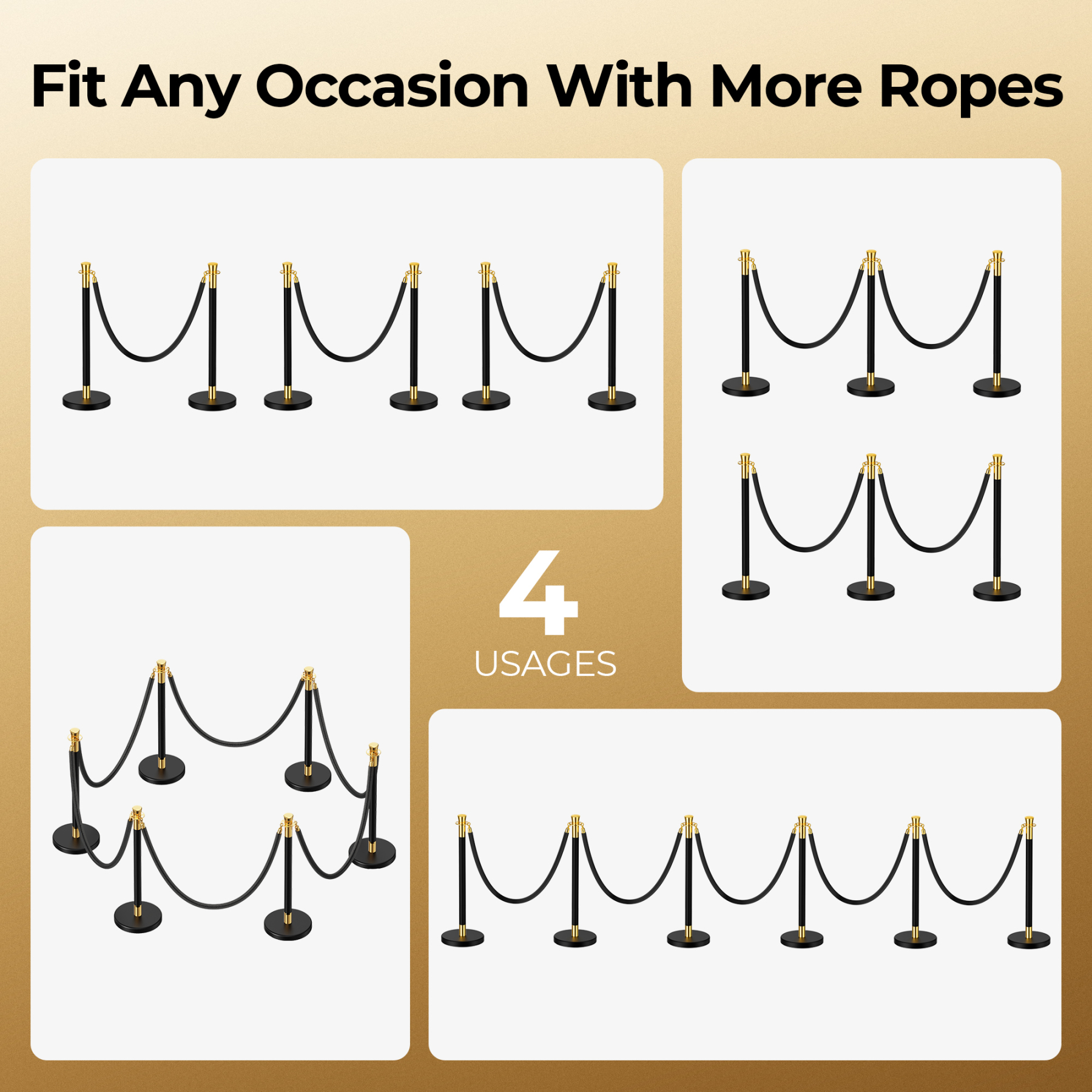 CAMMOO Stanchions and Velvet Ropes, 6pcs Ropes and Stainless Steel Posts