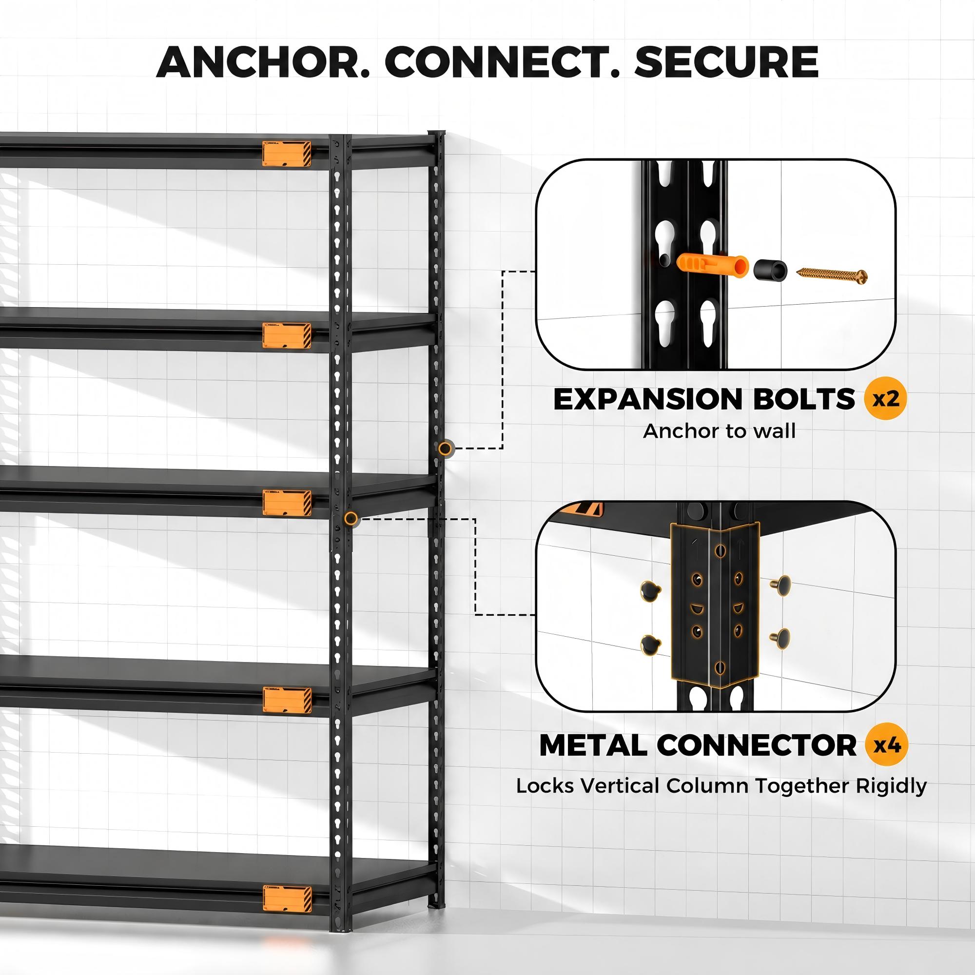 CAMMOO 5-Tier Heavy Duty Garage Shelving, 20"D x 40"W x 72"H, 3000 lbs