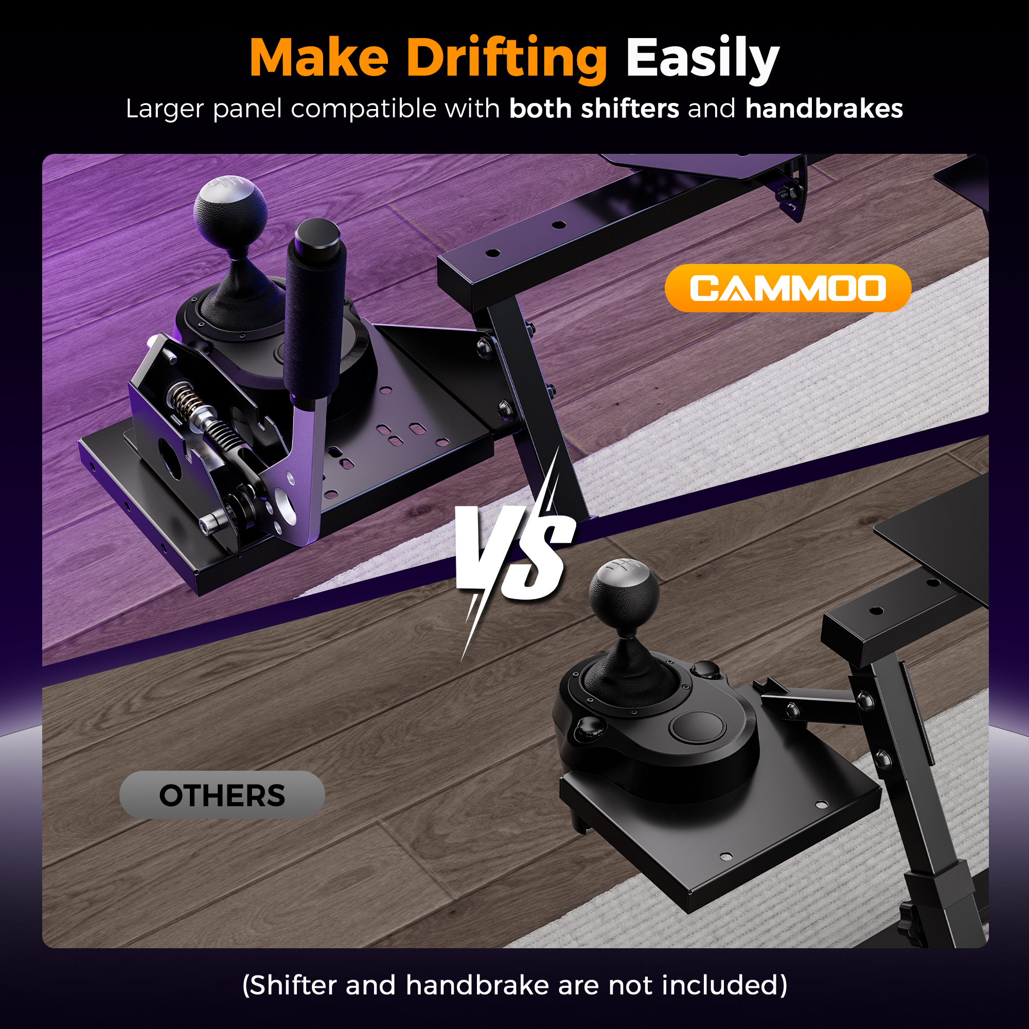 CAMMOO High Compatible Racing Wheel Stand Fits Handbrake, with Cup Holder