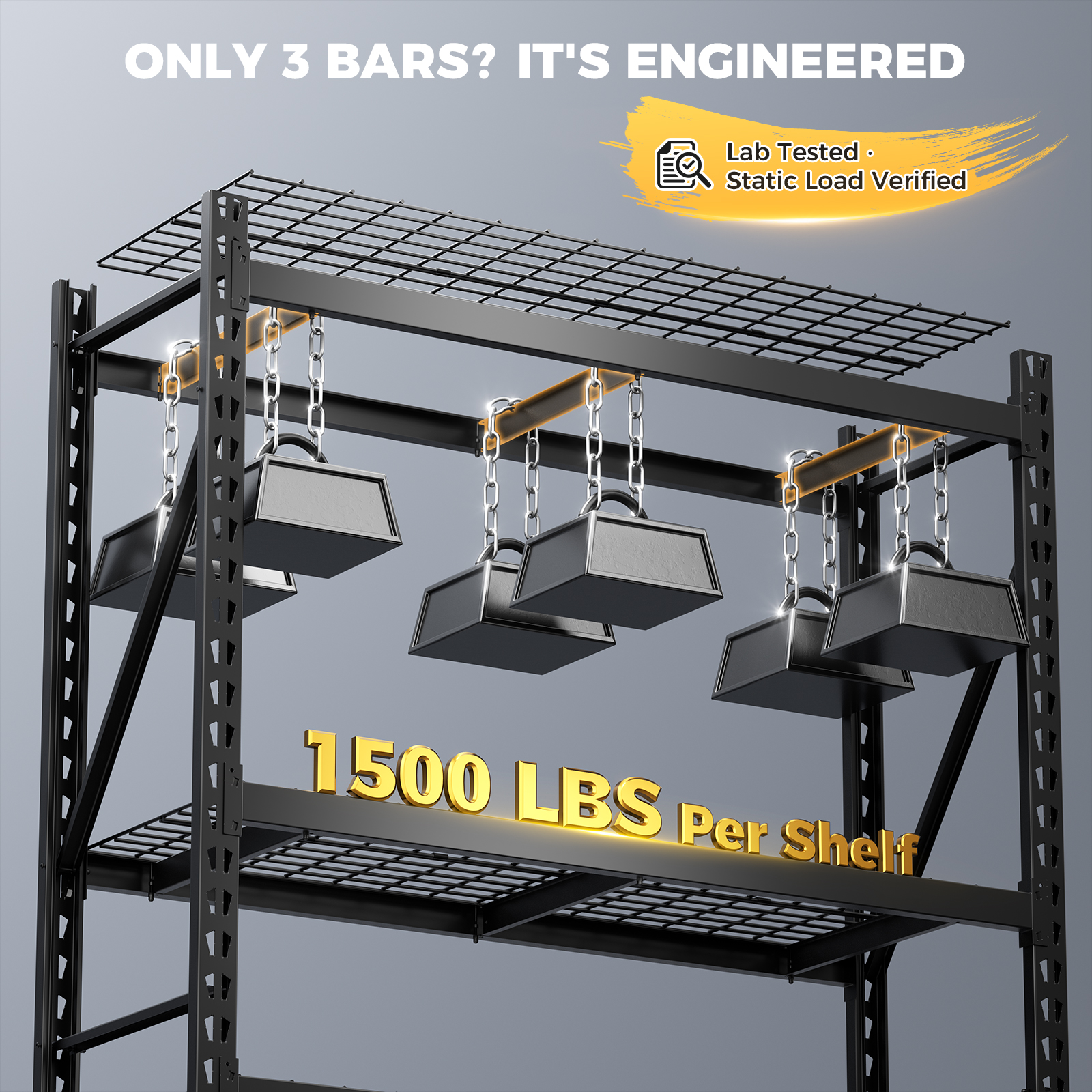 CAMMOO Heavy Duty Garage Shelving, 2-Pack, 12,000 lbs Combined Capacity, 4-Tier Adjustable Metal Storage Shelves with Magnetic Labels, Each 72"W x 24"D x 72"H