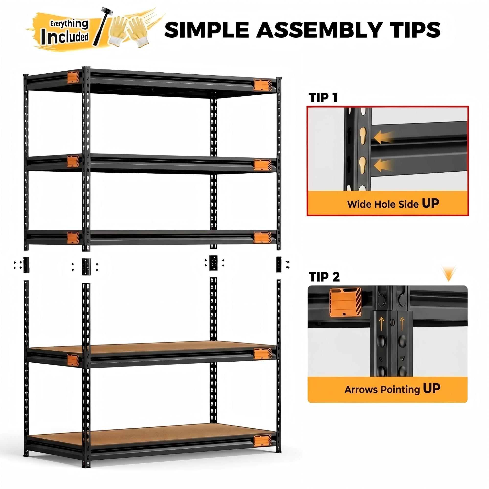CAMMOO 5-Tier Heavy Duty Garage Shelving, 20"D x 40"W x 72"H, 3000 lbs