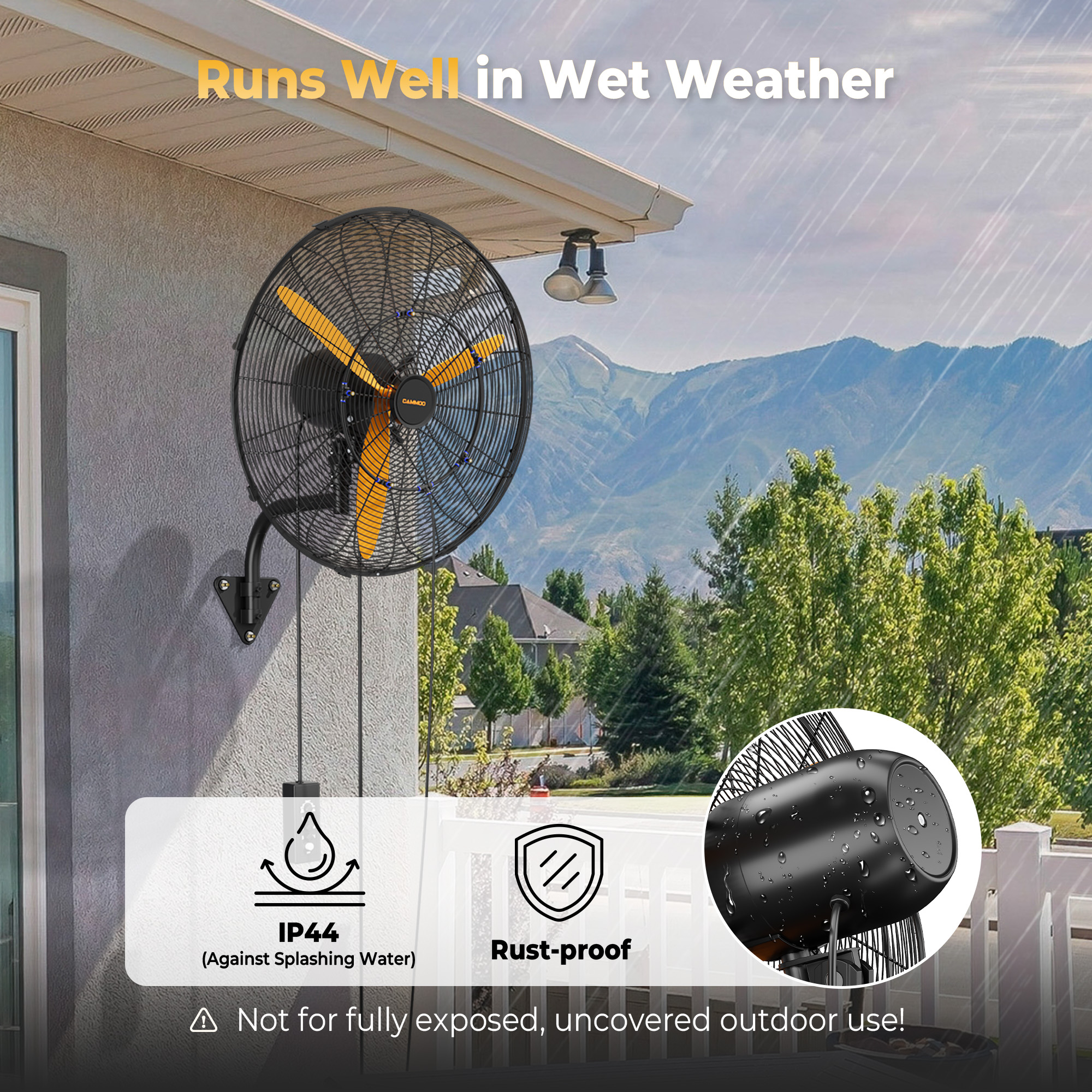 Cammoo 24 Inch Oscillating Misting Wall Mount Fan