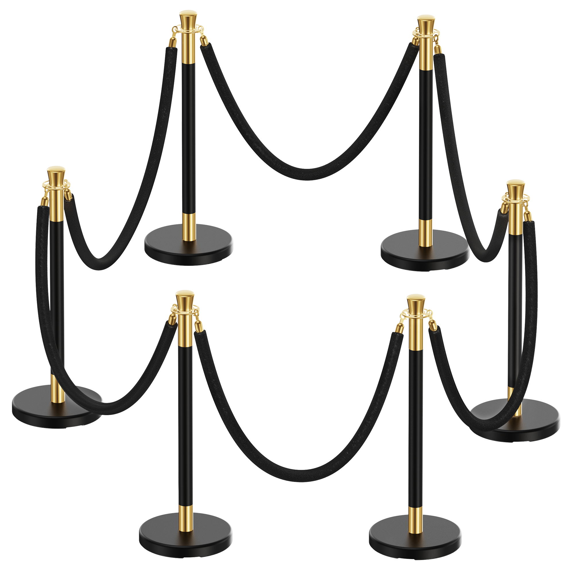 CAMMOO Stanchions and Velvet Ropes, 6pcs Ropes and Stainless Steel Posts