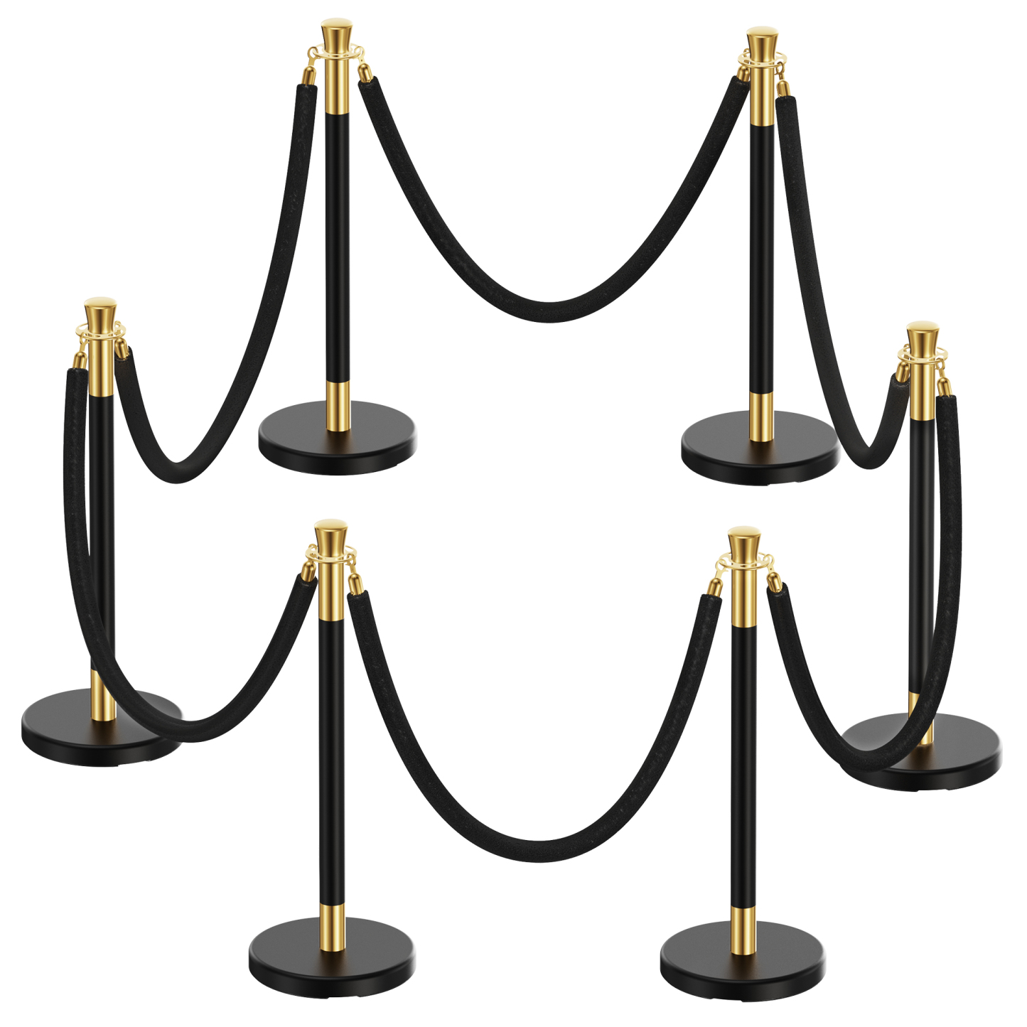 CAMMOO Stanchions and Velvet Ropes, 6pcs Ropes and Stainless Steel Posts