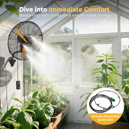 Cammoo 24 Inch Oscillating Misting Wall Mount Fan