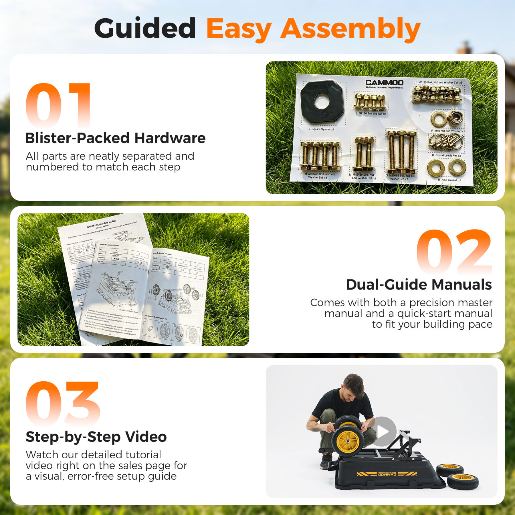 CAMMOO 900lbs Utility Heavy-Duty Garden Dump Cart Wagon DIY Expandable Capacity Over 4 Cu.Ft with 10" NO-FLAT TIRES for Landscaping Gardening