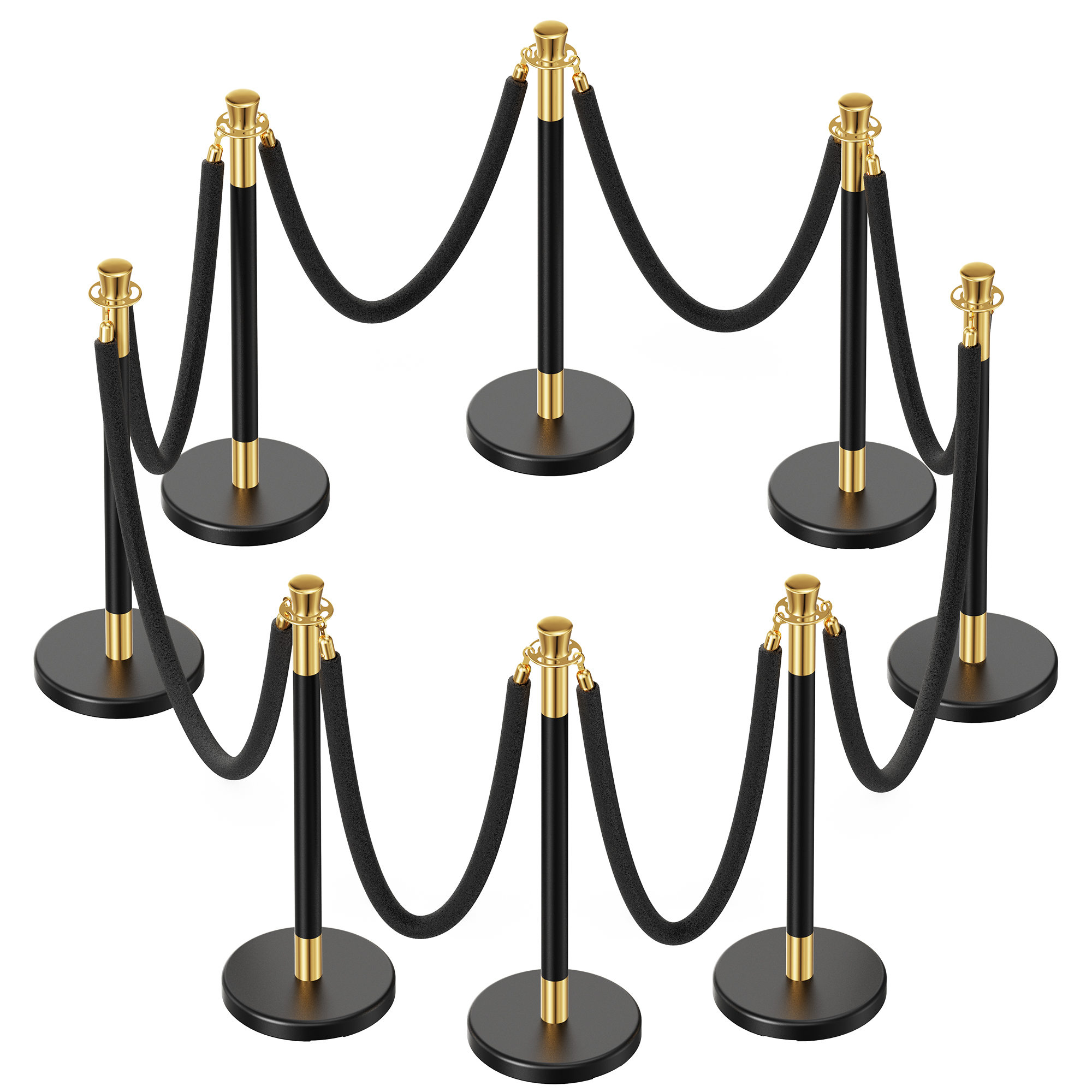 CAMMOO Stanchions and Velvet Ropes, 8pcs Ropes and Stainless Steel Posts