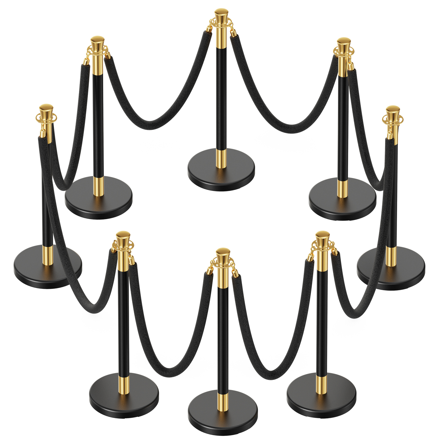 CAMMOO Stanchions and Velvet Ropes, 8pcs Ropes and Stainless Steel Posts
