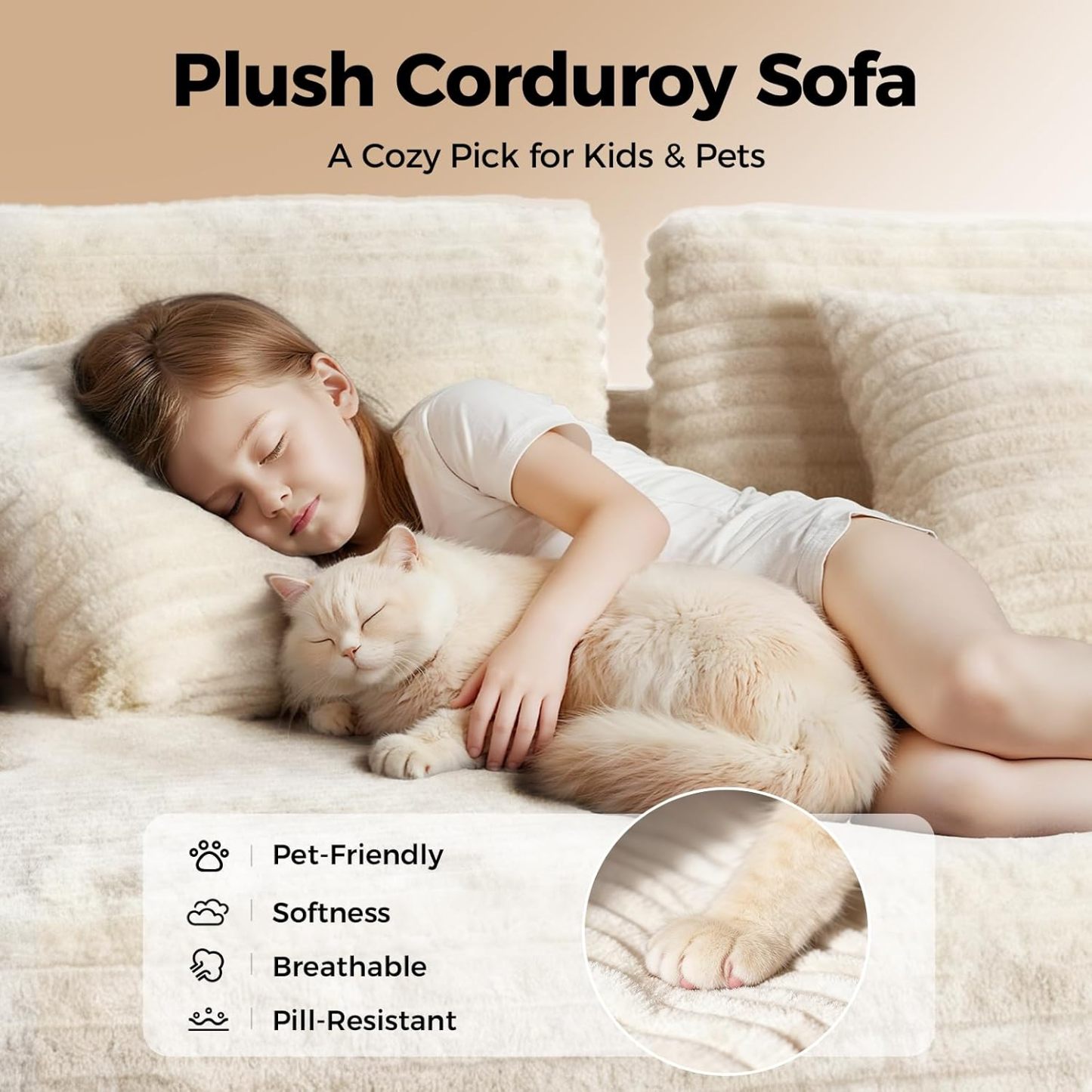 CAMMOO 108" L-Shaped Boneless Sectional Sofa, Cloud Couch in One Box (Beige, Right Hand Facing) 