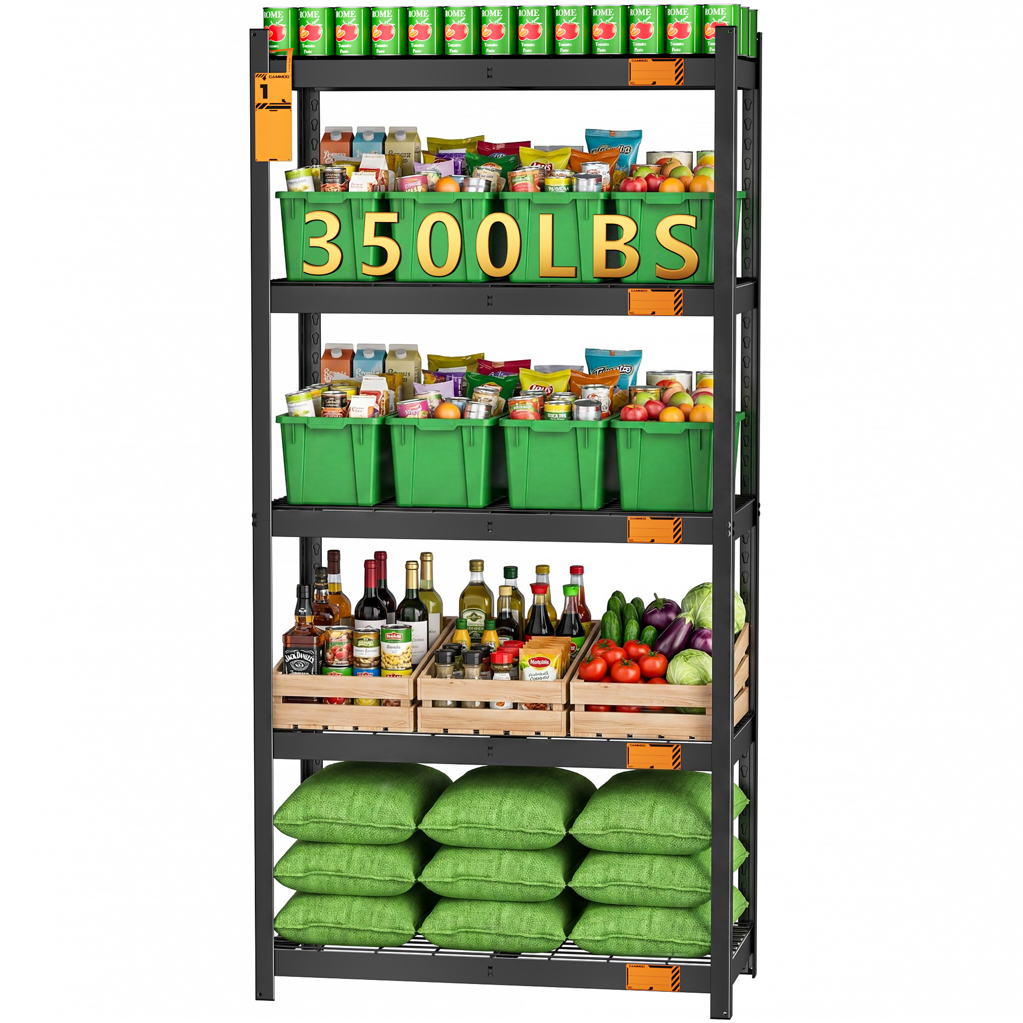 CAMMOO 5-Tier Metal Garage Storage Shelves, 36" W x 16" D x 72" H, 3500 lbs Capacity